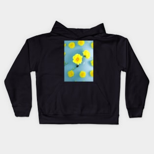 LOVELY YELLOW FLOWERS BLUE BACKGROUND Kids Hoodie